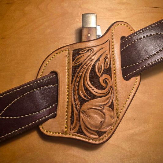 Pancake Knife Sheath - Floral Tooled