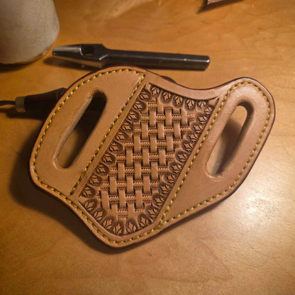 Pancake Knife Sheath - Basket Stamped