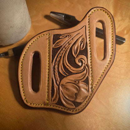 Pancake Knife Sheath - Floral Tooled