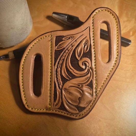 Pancake Knife Sheath - Floral Tooled